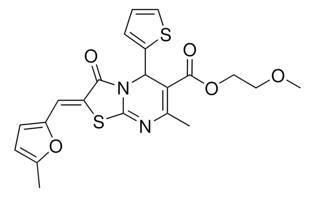 2-METHOXYETHYL (2Z)-7-METHYL-2-[(5-METHYL-2-FURYL)METHYLENE]-3-OXO-5-(2-THIENYL)-2,3-DIHYDRO-5H-[1,3]THIAZOLO[3,2-A]PYRIMIDINE-6-CARBOXYLATE AldrichCPR