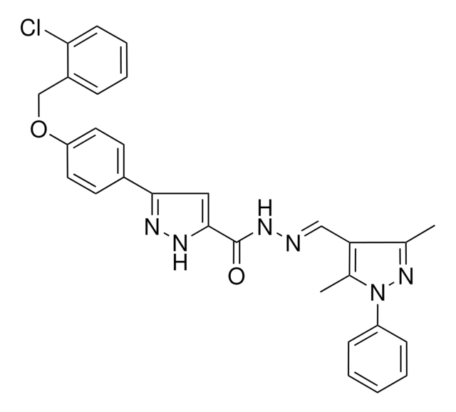 3-{4-[(2-CHLOROBENZYL)OXY]PHENYL}-N'-[(E)-(3,5-DIMETHYL-1-PHENYL-1H-PYRAZOL-4-YL)METHYLIDENE]-1H-PYRAZOLE-5-CARBOHYDRAZIDE AldrichCPR