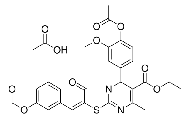 ETHYL (2E)-5-[4-(ACETYLOXY)-3-METHOXYPHENYL]-2-(1,3-BENZODIOXOL-5-YLMETHYLENE)-7-METHYL-3-OXO-2,3-DIHYDRO-5H-[1,3]THIAZOLO[3,2-A]PYRIMIDINE-6-CARBOXYLATE ACETATE AldrichCPR