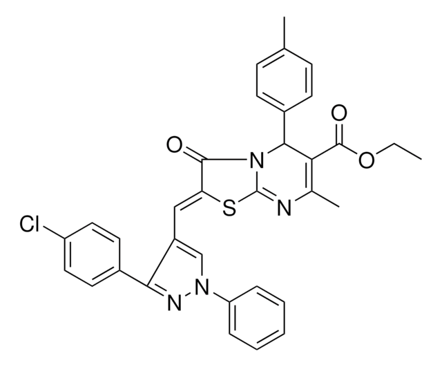 ETHYL (2Z)-2-{[3-(4-CHLOROPHENYL)-1-PHENYL-1H-PYRAZOL-4-YL]METHYLENE}-7-METHYL-5-(4-METHYLPHENYL)-3-OXO-2,3-DIHYDRO-5H-[1,3]THIAZOLO[3,2-A]PYRIMIDINE-6-CARBOXYLATE AldrichCPR