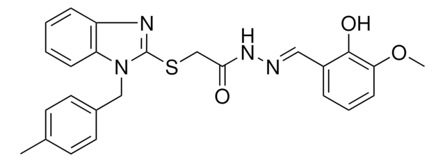 N'-[(E)-(2-HYDROXY-3-METHOXYPHENYL)METHYLIDENE]-2-{[1-(4-METHYLBENZYL)-1H-BENZIMIDAZOL-2-YL]SULFANYL}ACETOHYDRAZIDE AldrichCPR