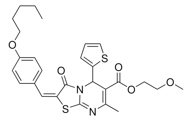 2-METHOXYETHYL (2E)-7-METHYL-3-OXO-2-[4-(PENTYLOXY)BENZYLIDENE]-5-(2-THIENYL)-2,3-DIHYDRO-5H-[1,3]THIAZOLO[3,2-A]PYRIMIDINE-6-CARBOXYLATE AldrichCPR