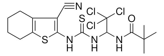 2,2-DIMETHYL-N-[2,2,2-TRICHLORO-1-({[(3-CYANO-4,5,6,7-TETRAHYDRO-1-BENZOTHIEN-2-YL)AMINO]CARBOTHIOYL}AMINO)ETHYL]PROPANAMIDE AldrichCPR