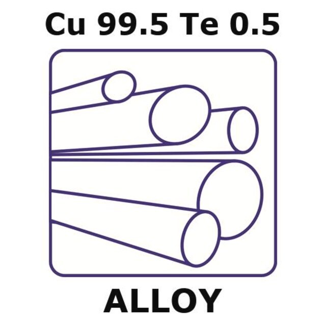 Copper Tellurium Alloy Cu99 5te0 5 500mm Rod 12 7mm Diameter